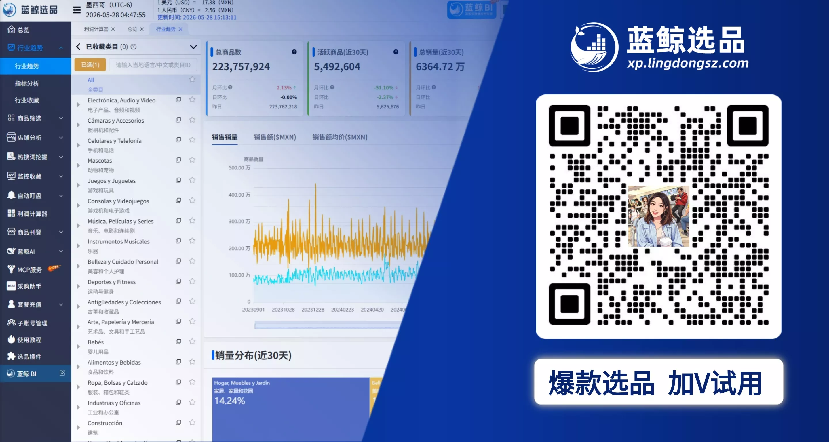 美客多,美客多选品工具,插件,erp，蓝鲸选品